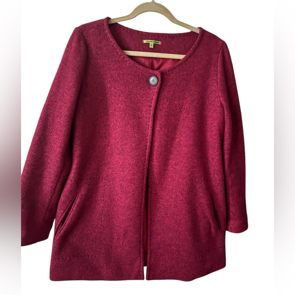 Trisha Tyler jacket raspberry heather NWOT size Large very soft and lined